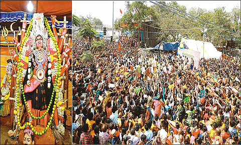 லட்சக்கணக்கான பக்தர்கள் கலந்து கொண்ட மேல்மலையனூர் அங்காளம்மன் கோவிலில் மயானக்கொள்ளை