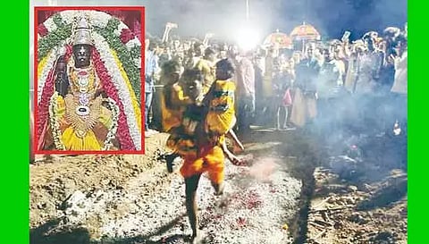 பக்தர்கள் தீ மிதித்து நேர்த்திக்கடன்