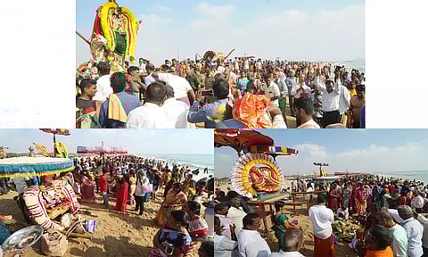 மாசி மகம்: மெரினா கடற்கரையில் இன்று காலை 50 கோவில்களின் சிலைகளுக்கு தீர்த்தவாரி