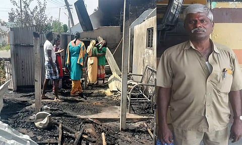 தீ விபத்தில் வீட்டிற்குள் சிக்கிய மூதாட்டியை உயிருடன் மீட்ட அரசு பஸ் டிரைவர்- கதவை உடைத்து காப்பாற்றினார்