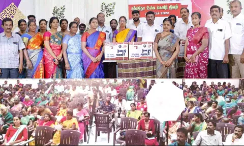 நலத்திட்ட உதவிகள் வழங்கப்பட்ட காட்சி.