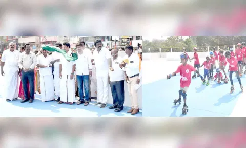 தஞ்சை அன்னை சத்யா மைதானத்தில் ஸ்கேட்டிங் தளத்தை அமைச்சர் உதயநிதி ஸ்டாலின் திறந்து வைத்தார்.
