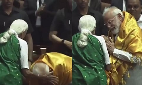 பிரதமர் மோடி காலில் விழுந்து ஆசி பெறுவார் என்று எதிர்பார்க்கவில்லை- இயற்கை விவசாயி பாப்பம்மாள் பாட்டி பெருமிதம்