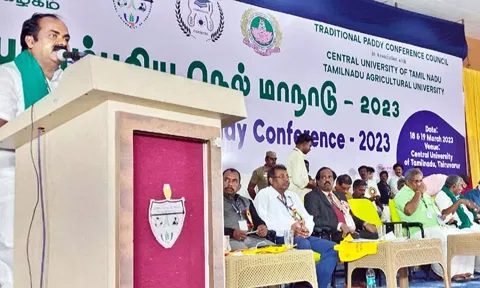 பாரம்பரிய நெல் மாநாட்டில் அமைச்சர் மெய்யநாதன் பேசினார்.