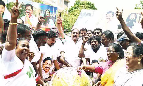 அ.தி.மு.க. பொதுச்செயலாளர் எடப்பாடி பழனிசாமிக்கு பிரமாண்டமான லட்டு- டாக்டர் சுனில் வழங்கினார்