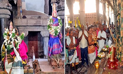 சுவாமி தோன்றிய திருவிளையாடல் நிகழ்ச்சி நடைபெற்றதையும், தீபாராதனை காட்டப்பட்டதையும் படத்தில் காணலாம்.