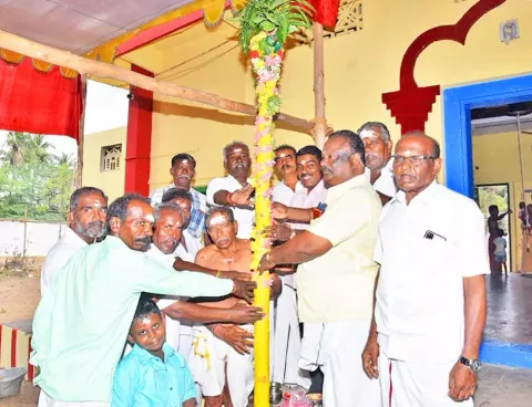 பங்குனி உத்திர திருவிழாவையொட்டி கால்கோல்  நிகழ்ச்சி நடந்த போது எடுத்த படம்.