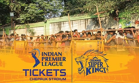 ஐ.பி.எல். போட்டிக்காக டிக்கெட் வாங்க குவிந்த ரசிகர்கள்- சேப்பாக்கத்தில் விறுவிறுப்பான விற்பனை