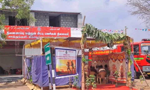 புதிய தீயணைப்பு மற்றும் மீட்பு பணிகள் நிலையத்தை&nbsp; படத்தில் காணலாம்.