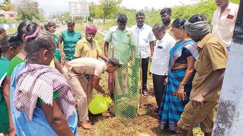 மரக்கன்றுகளை நட்ட காட்சி