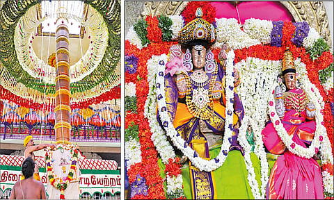 பத்மகிரீசுவரர்-அபிராமி அம்மன் சிறப்பு அலங்காரத்தில் எழுந்தருளி அருள்பாலித்ததை படத்தில் காணலாம்.