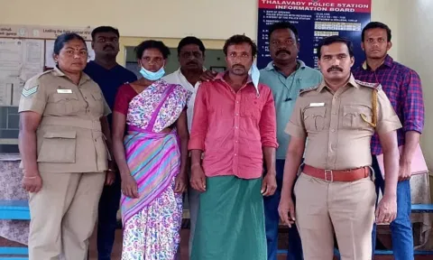 கைது செய்யப்பட்ட கணவன், மனைவியை படத்தில் காணலாம்.