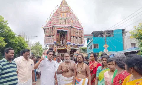 திருக்கடையூர் அமிர்தகடேஸ்வரர் கோவிலில் தேரோட்டம் நடந்தது.
