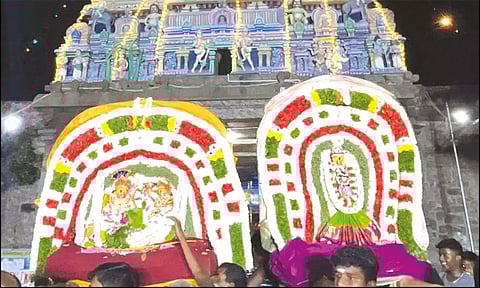 சுவாமி -அம்பாள் எழுந்தருளியதை படத்தில் காணலாம்.