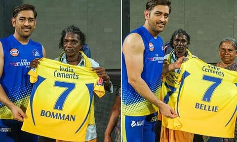 ஆவணப்பட நாயகர்கள் பொம்மன், பெள்ளிக்கு அவர்கள் பெயரிலேயே சிஎஸ்கே ஜெர்சி வழங்கிய தல டோனி