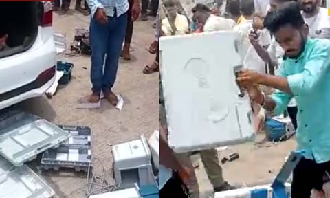 கர்நாடகா தேர்தலில் பரபரப்பு- வாக்குப்பதிவு நேரம் முடிவதற்கு முன்னரே இயந்திரங்களை எடுத்துச் சென்றதாக கிராம மக்கள் ரகளை