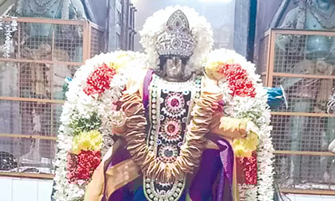 சிறப்பு அலங்காரத்தில் எழுந்தருளிய மூலை அனுமார்.