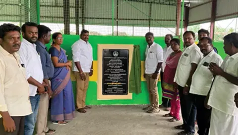 நுண் உர மையத்தை சேர்மன் செல்வராஜ் திறந்து வைத்த போத்ய் எடுத்த படம்.