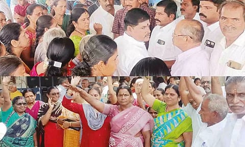 முற்றுகை போராட்டத்தில் ஈடுபட்ட பொதுமக்கள்.&nbsp;