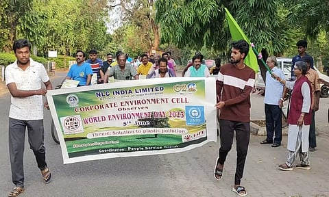 விழிப்புணர்வு சைக்கிள் பேரணி நடைபெற்ற காட்சி.