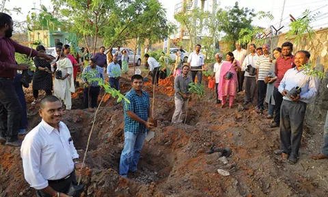 பல்லுயிர் பூங்கா அமைக்கும் பணி நடைபெற்ற காட்சி.