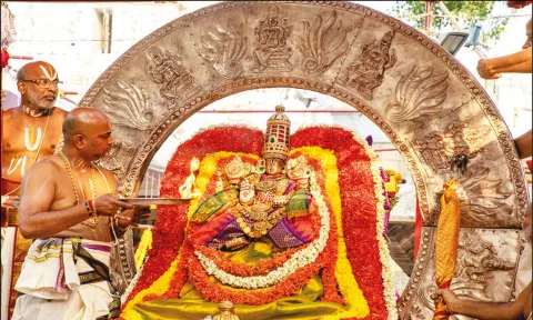 கோவிந்தராஜசாமி சூரிய பிரபை வாகனத்தில் எழுந்தருளி வீதிஉலா வந்தபோது எடுத்தபடம்.