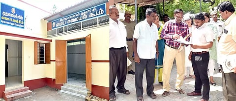 புதிதாக கட்டப்பட்டுள்ள சமையல் கூடத்தை கலெக்டர் ஜெயசீலன்  ஆய்வு செய்தார்.