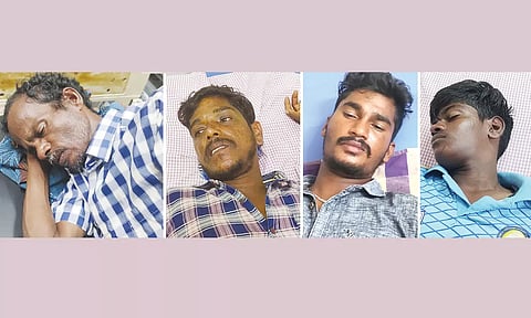 படகு கவிழ்ந்து விபத்தில் சிக்கிய 4 மீனவர்கள்.