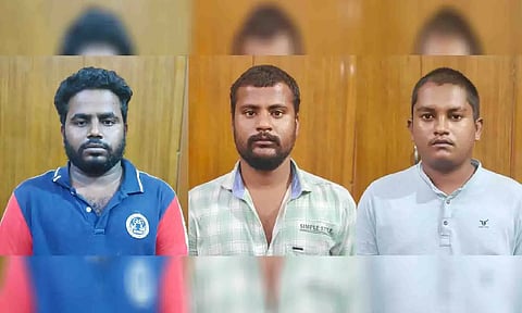 கைது&nbsp; செய்யப்பட்ட வாலிபர்களை படத்தில் காணலாம்.