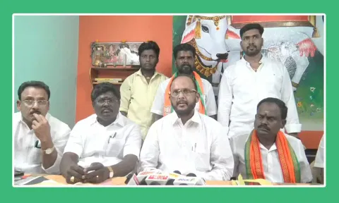 திருமங்கலத்தில் நிருபர்களுக்கு பா.ஜ.க. தேசிய நிர்வாகி ஆசிர்வாதம் ஆச்சாரி பேட்டியளித்தார். அருகில் எம்.எஸ்.ஷா உள்ளார்.