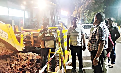 கூட்டுக்குடிநீர் திட்டப்பணிகளை நள்ளிரவில் ஆய்வு செய்த கமிஷனர்