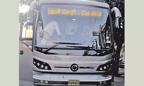 முதல் முறையாக புதுவை-சென்னைக்கு மின்சார பஸ்