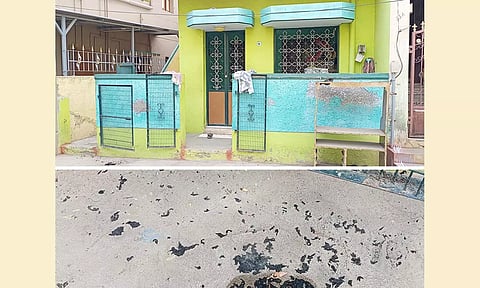 பூட்டி கிடந்த வீட்டில் மர்ம பொருள் வெடித்ததால் பரபரப்பு- நாட்டு வெடிகுண்டா? என போலீசார் விசாரணை