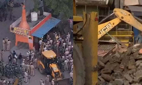 மேம்பாலம் கட்டுவதற்காக டெல்லியில் கோவில்-தர்கா அகற்றம்