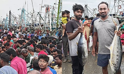 காசிமேட்டில் விற்பனைக்கு குவிந்த பெரிய வகை மீன்கள்- விலை குறையாததால் ஏமாற்றம்