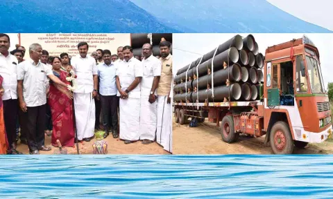 முத்தூர்– காங்கேயம் கூட்டு குடிநீர் திட்டதை தொடக்கி வைத்த காட்சி.