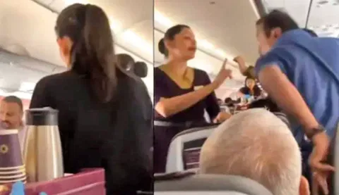 நடுவானில் பயணிகளுக்கு இடையே வாக்குவாதம்