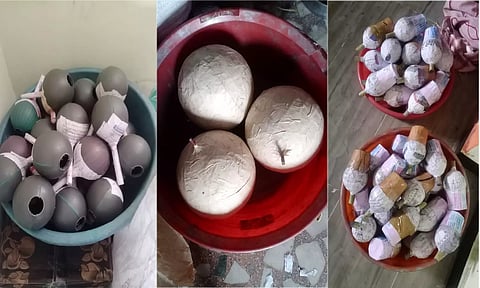 அனுமதியின்றி தயாரிக்கப்பட்ட பட்டாசுகள் 