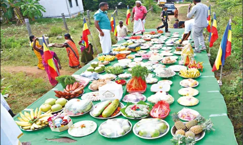 கண்டெய்னர் லாரியில் எடுத்துவரப்பட்ட சீர்வரிசைகளை படத்தில் காணலாம்.