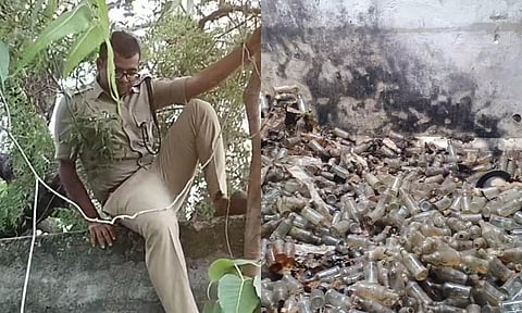 போலி மது ஆலை குடோனுக்குள் புகுந்து மது குடித்த கும்பல்-ரகளை: போலீசார் சுவர் ஏறிக்குதித்து சென்று மதுபாட்டில்களை அழித்தனர்