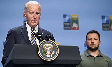 உக்ரைன் அதிபர் பெயருக்கு பதில் ரஷிய அதிபரின் பெயரை உச்சரித்த பைடன்- வைரலாகும் வீடியோ