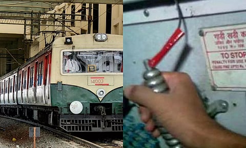 அபாய சங்கிலியை இழுத்து மின்சார ரெயிலை நிறுத்திய கல்லூரி மாணவர்- ரெயில்சேவை பாதிப்பு