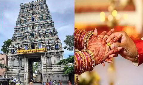 கோனியம்மன் கோவிலில் பூ போட்டு  உத்தரவு கேட்கும் பக்தர்கள்