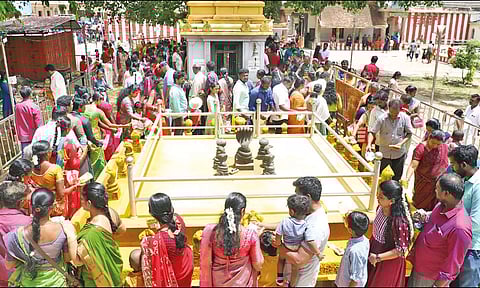 நாகர்கோவில் நாகராஜா கோவிலில் பக்தர்கள் நாகர் சிலைகளுக்கு பால் ஊற்றி வழிபாடு