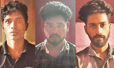 பெட்ரோல் குண்டு வீசி கைதானவர்கள்.