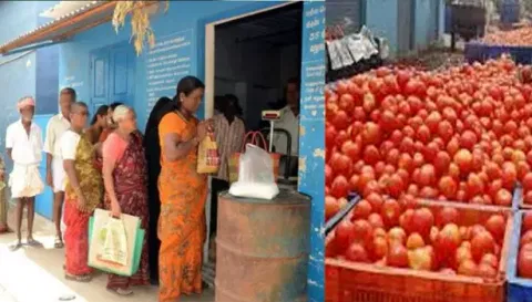 ரேஷன் கடைகளில் ஒரே நாளில் ஒரு டன் தக்காளி விற்பனை