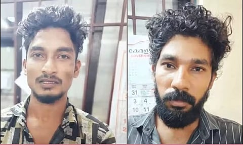 கைது செய்யப்பட்ட நிகில், ஜெயனை படத்தில் காணலாம்.