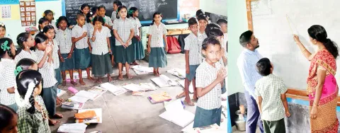 சிவகாசி அருகே காரிசேரி கிராமத்தில் மத்திய சேனை நடுநிலைப்பள்ளியில் கலெக்டர் ஆய்வு செய்தார்.
