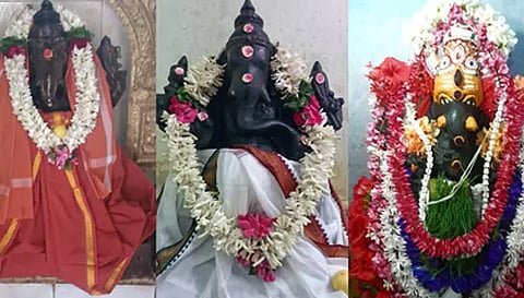 நன்செய் இடையாறு மூங்கில் வனத்து சங்கிலி கருப்பண்ணசாமி கோவிலில் உள்ள விநாயகர், ஆனங்கூர் விநாயகர், கோப்பணம் பாளையம் பரமேஸ்வரர் ஆலயத்தில் உள்ள விநாயகர் சிறப்பு அலங்காரத்தில் அருள்பாலித்த காட்சி.