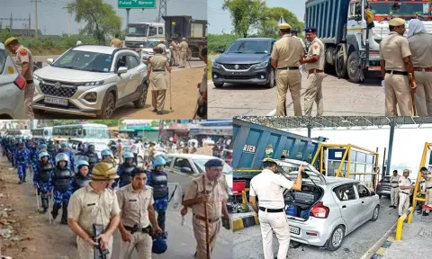 இந்து அமைப்பு ஊர்வலம் அறிவிப்பு எதிரொலி: பாதுபாப்பு வளையத்தில் "நூ"- பள்ளி, வங்கிகள் மூடல்